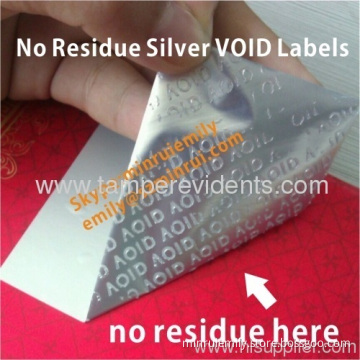 Custom No Residue Silver Tamper Proof Labels,no Transfer Tamper Evident Void Vinyl Labels 
